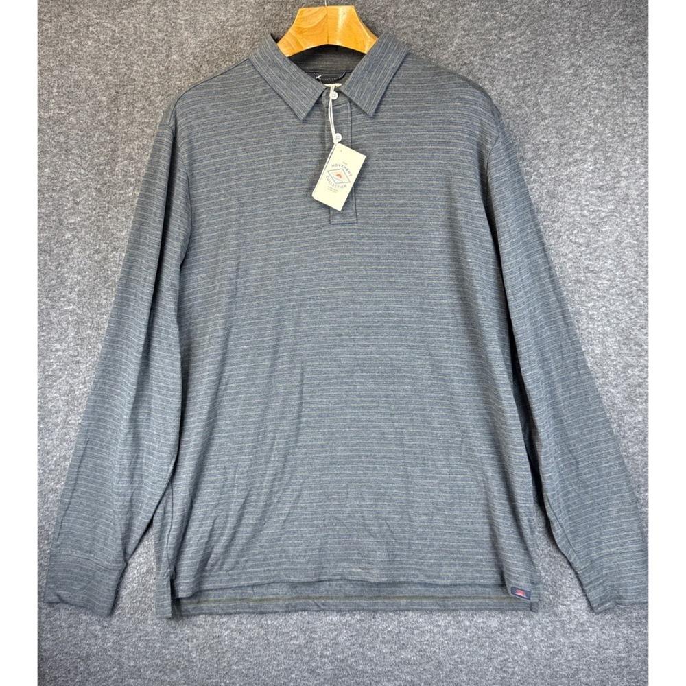 Faherty LS Movement Polo Men XL Forest Night Stripe NEW Long Sleeve MKC0114 $118